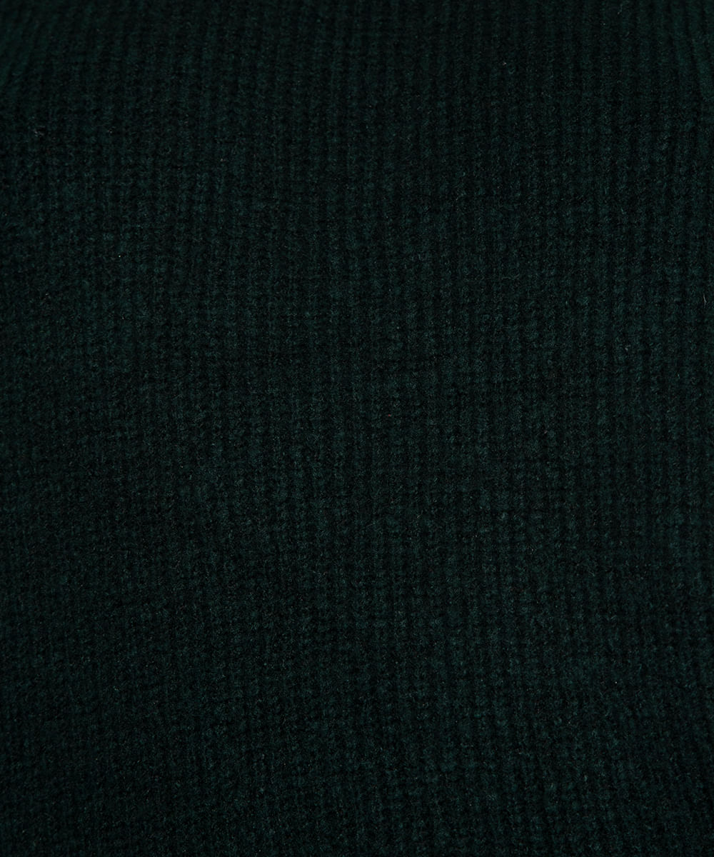 suéter de tricot canelado mindset verde escuro