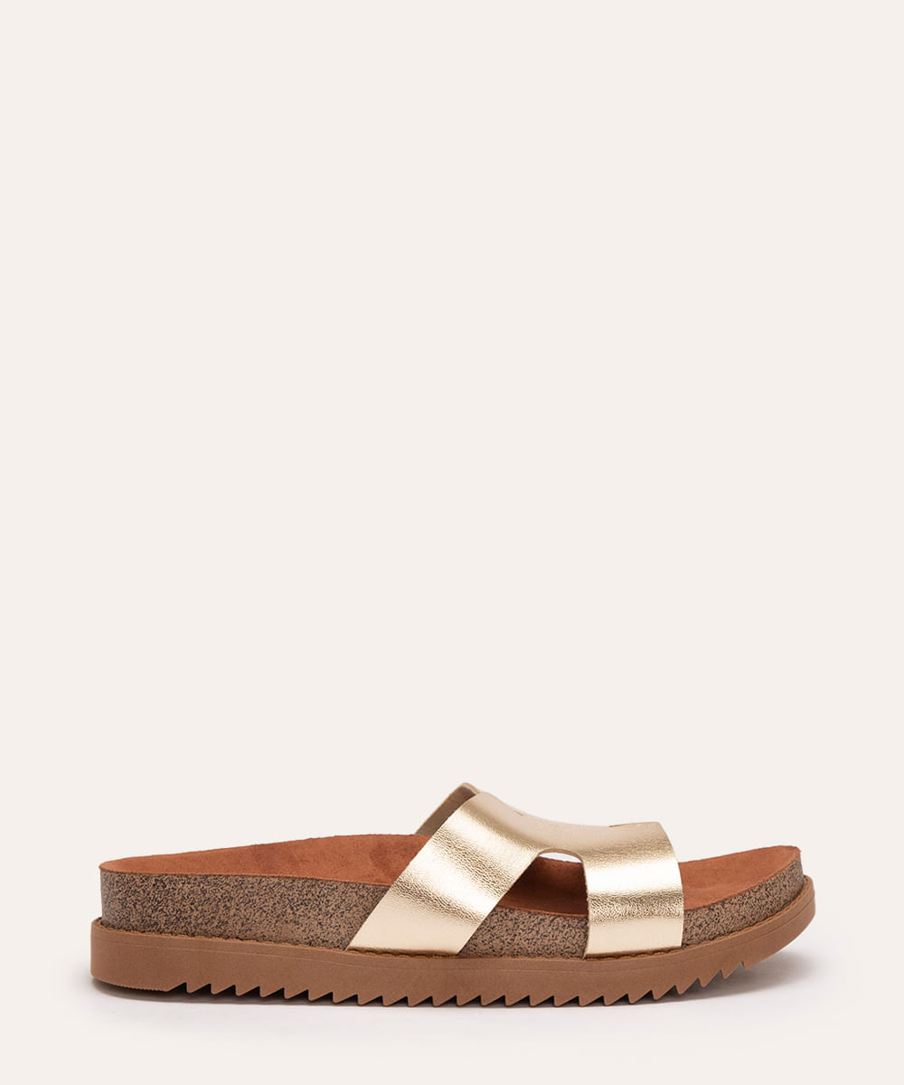 rasteirinha flatform metalizada oneself dourado