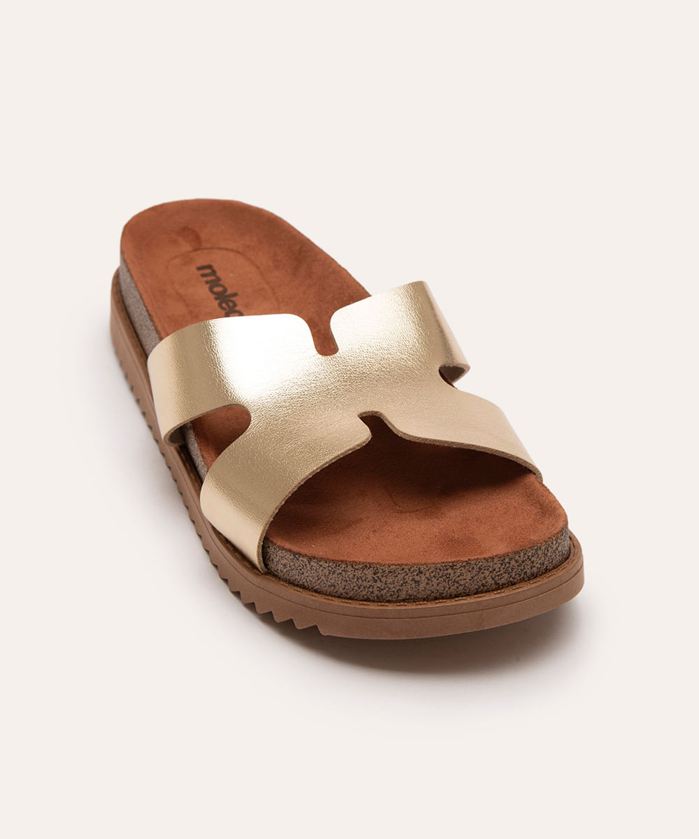 rasteirinha flatform metalizada oneself dourado