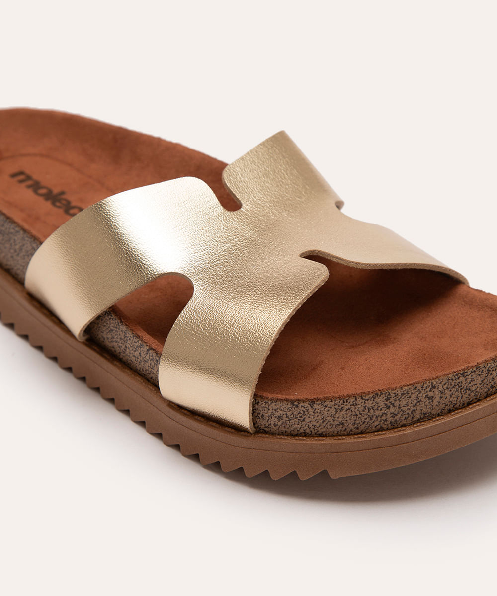 rasteirinha flatform metalizada oneself dourado
