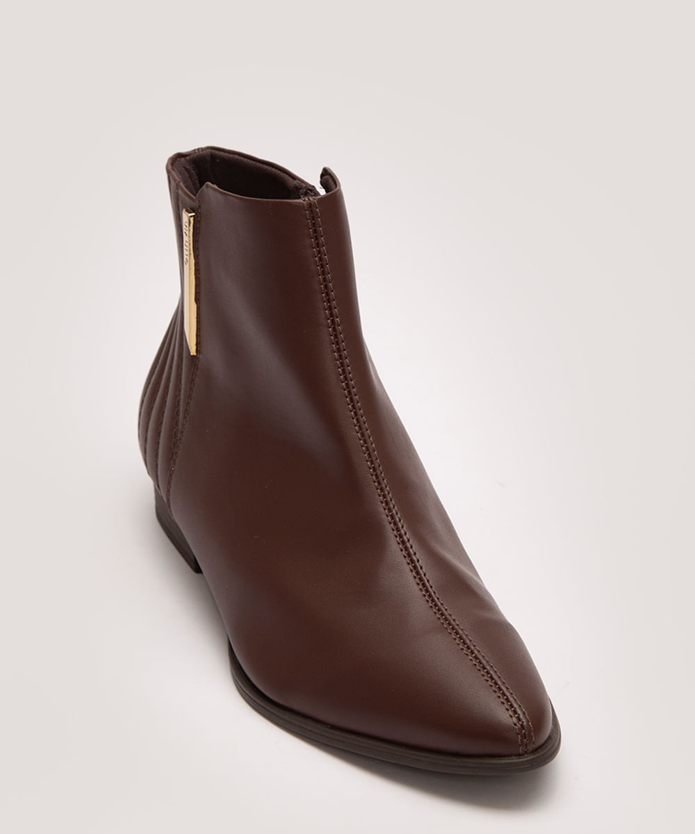 bota cano baixo bico fino via uno marrom