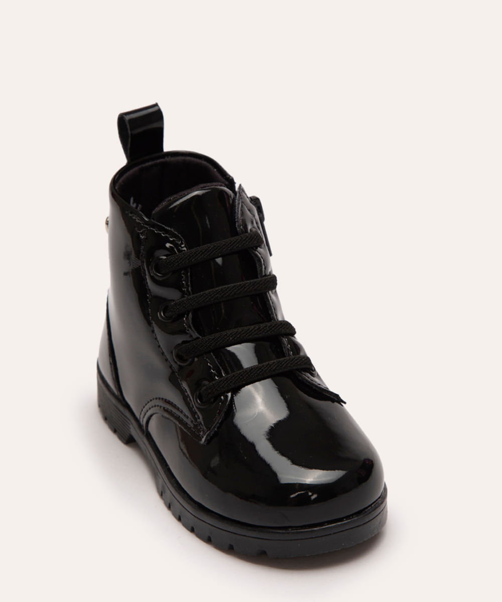 coturno em verniz infantil preto
