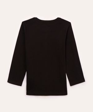 camiseta de algodão infantil preta