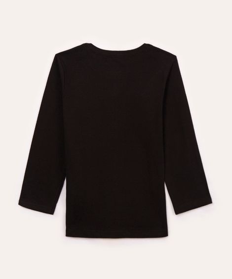 camiseta de algodão infantil preta