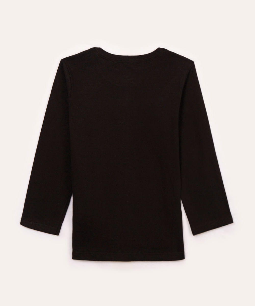 camiseta de algodão infantil preta
