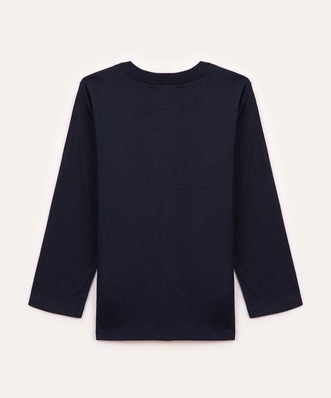 camiseta de algodão infantil azul marinho