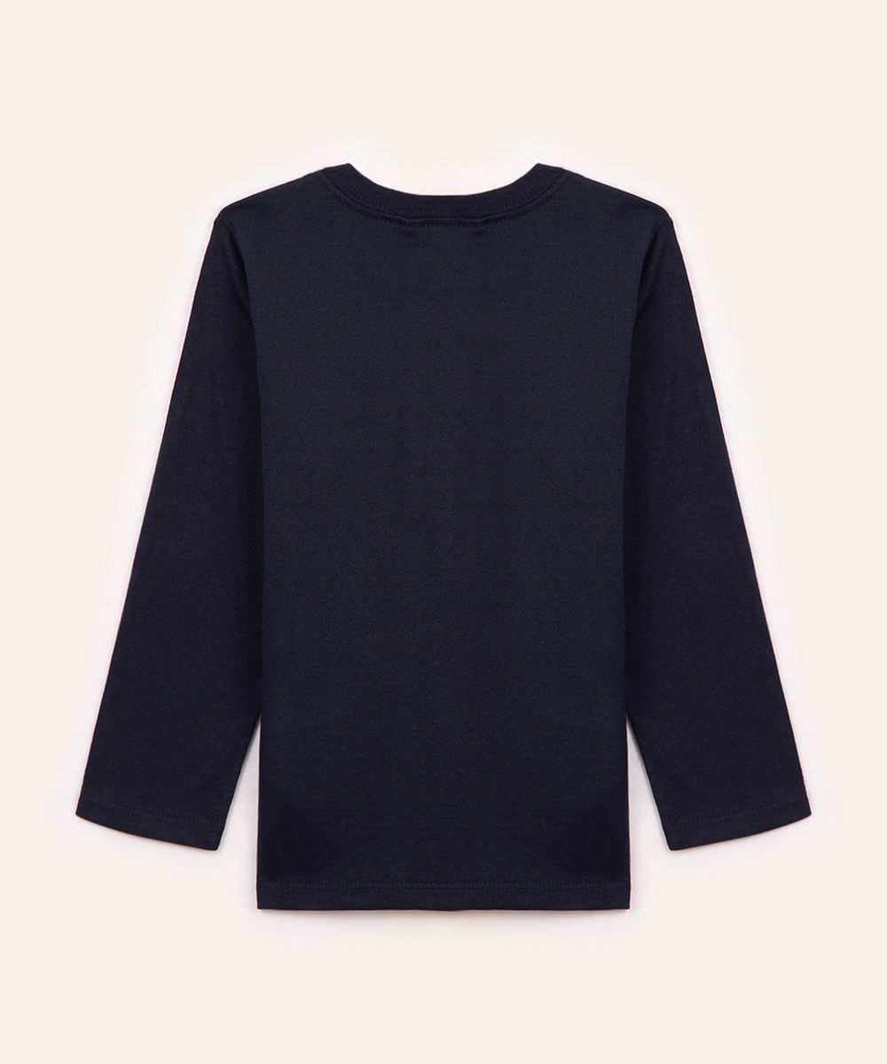 camiseta de algodão infantil azul marinho