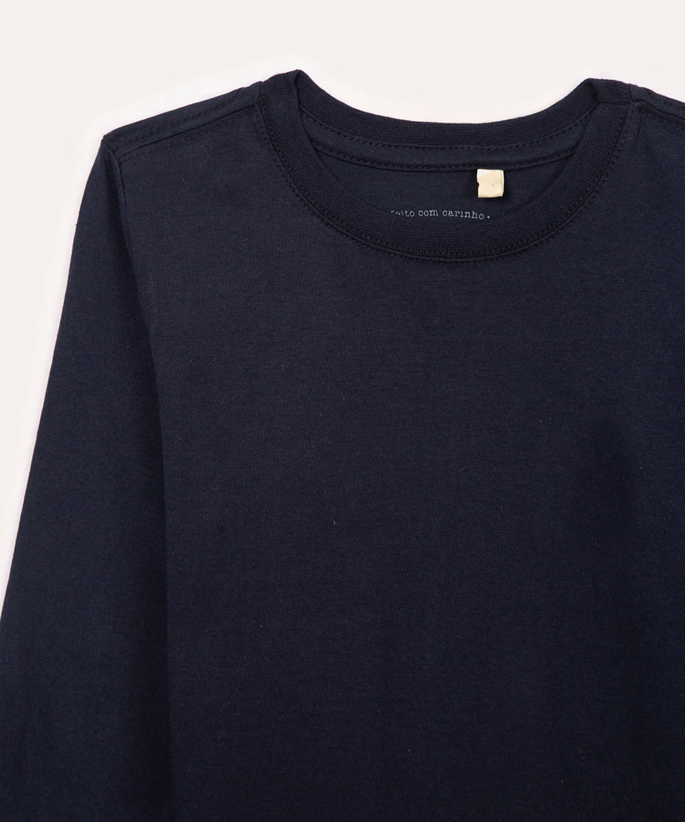 camiseta de algodão infantil azul marinho