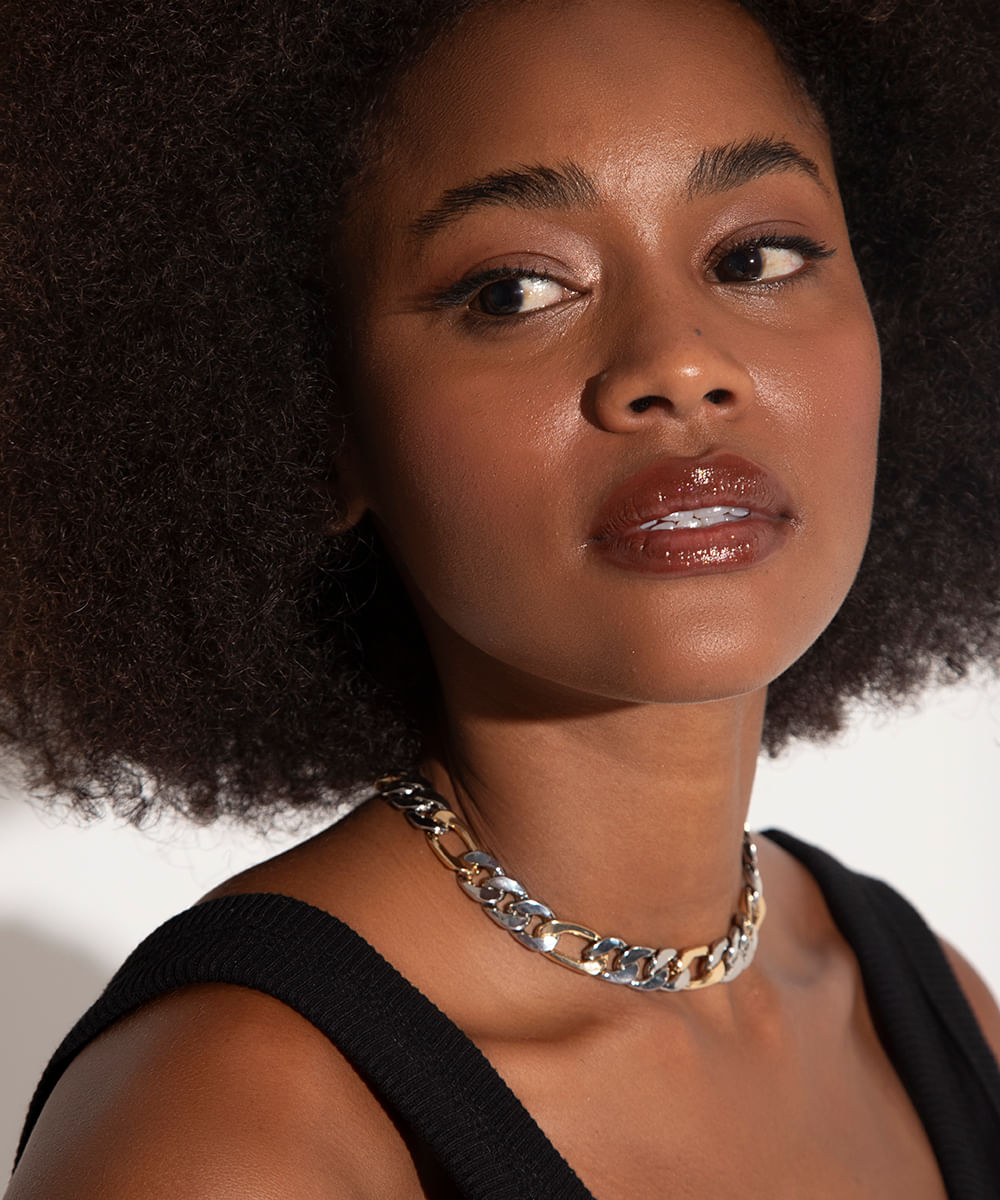 colar choker corrente bicolor mindset colorido