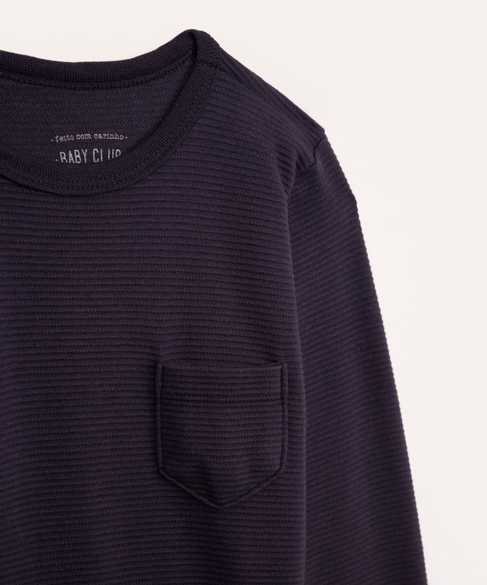 camiseta de algodão infantil com textura azul marinho