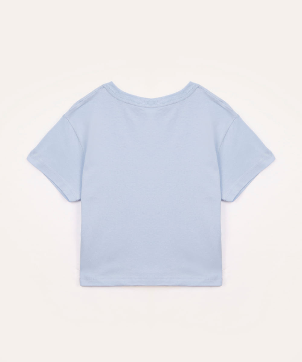 camiseta de algodão juvenil stitch azul claro