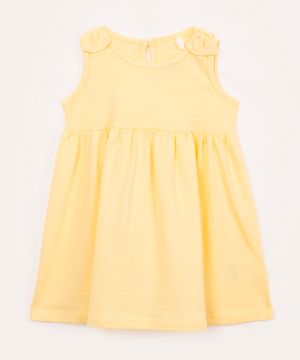 vestido de algodão infantil com laços amarelo