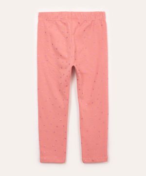 calça legging de algodão infantil poá com glitter rosa