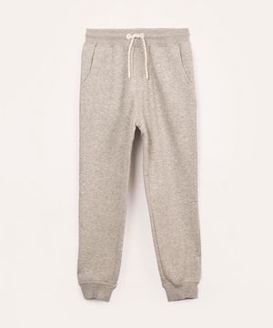 calça jogger de moletom infantil cinza mescla