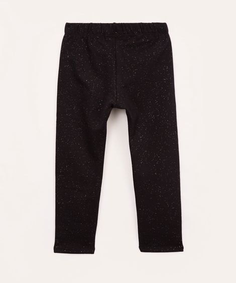 calça legging infantil com glitter forrada felpuda preta