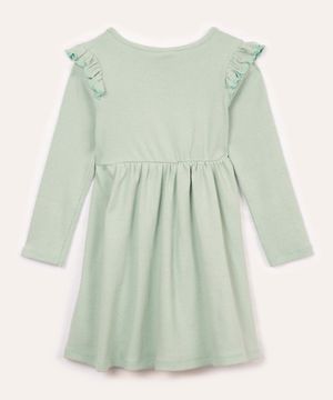 vestido de algodão infantil com babado verde