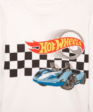 camiseta de algodão infantil hot wheels branca