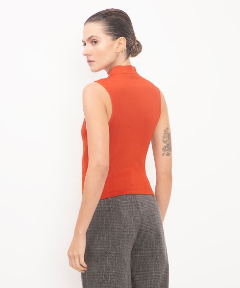 cropped de poliamida gola alta terracota