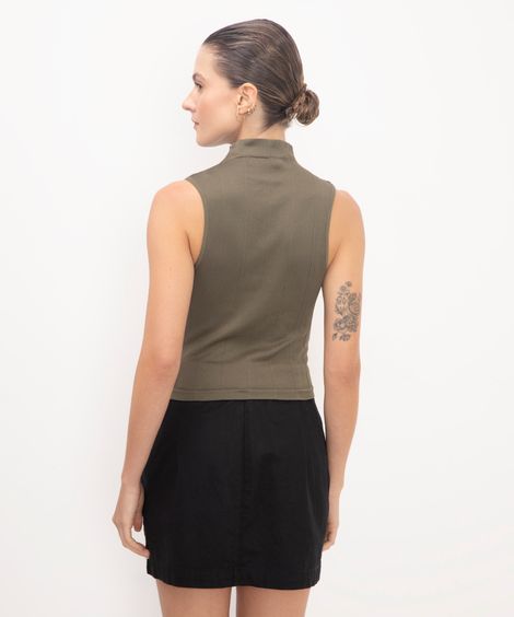 cropped de poliamida gola alta verde militar