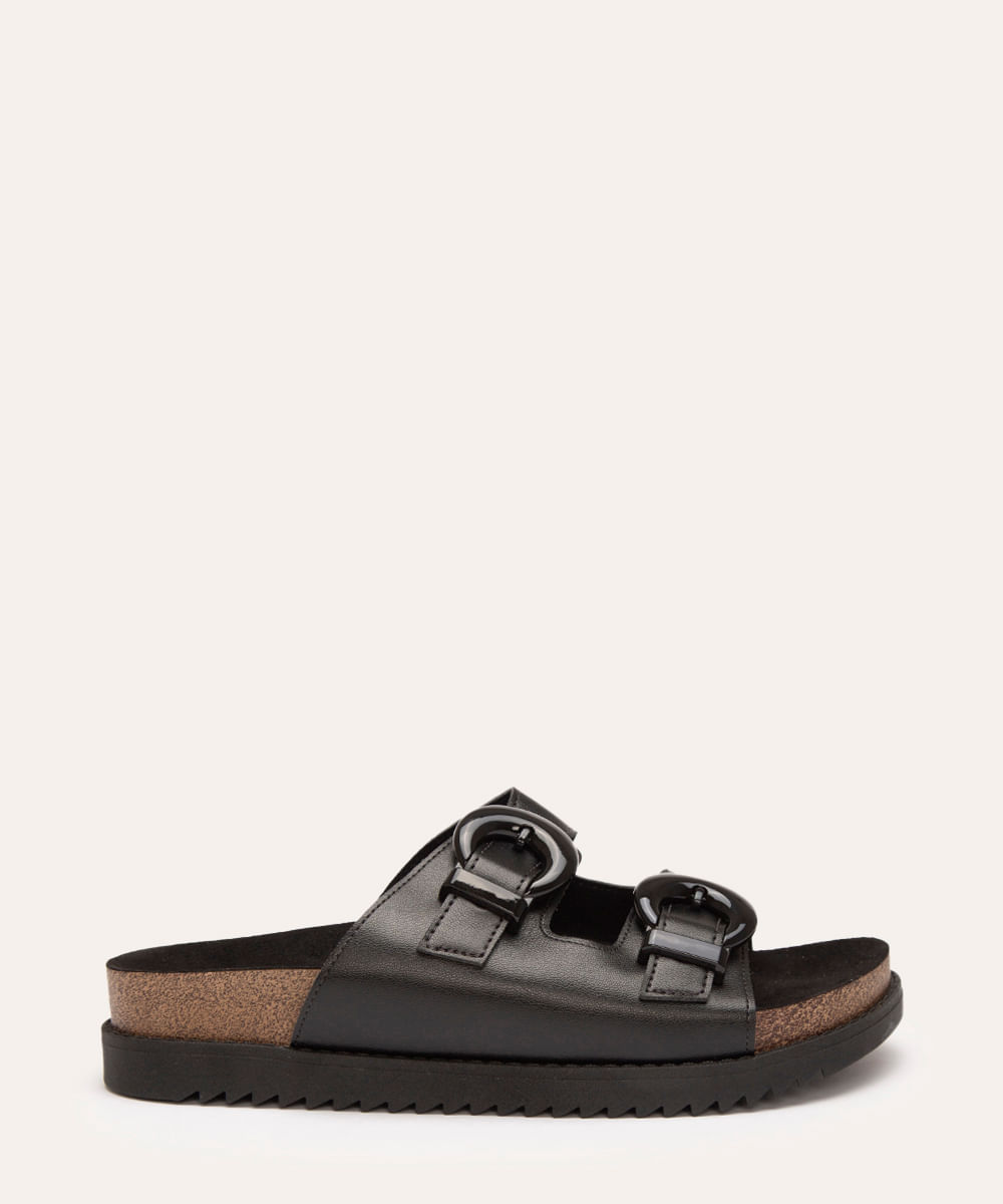rasteirinha  flatform com fivelas moleca preta