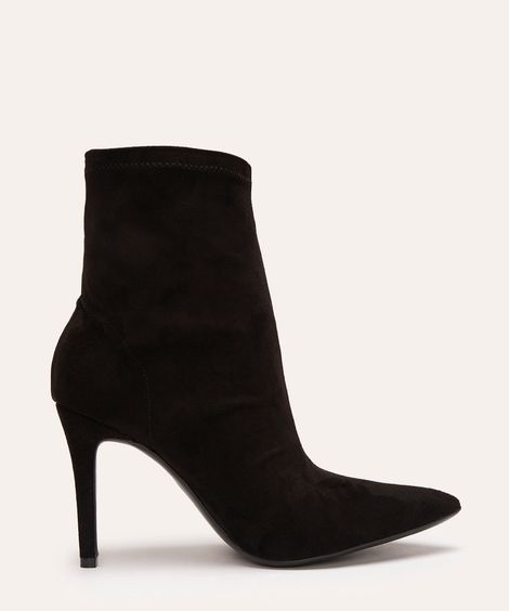 bota de suede salto alto bico fino oneself preta