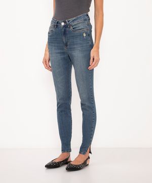 calça jeans skinny cintura alta azul