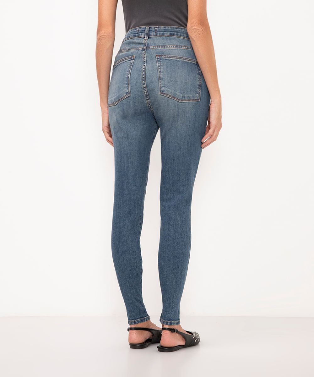 calça jeans skinny cintura alta azul