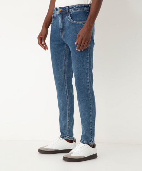 calça jeans slim azul escuro