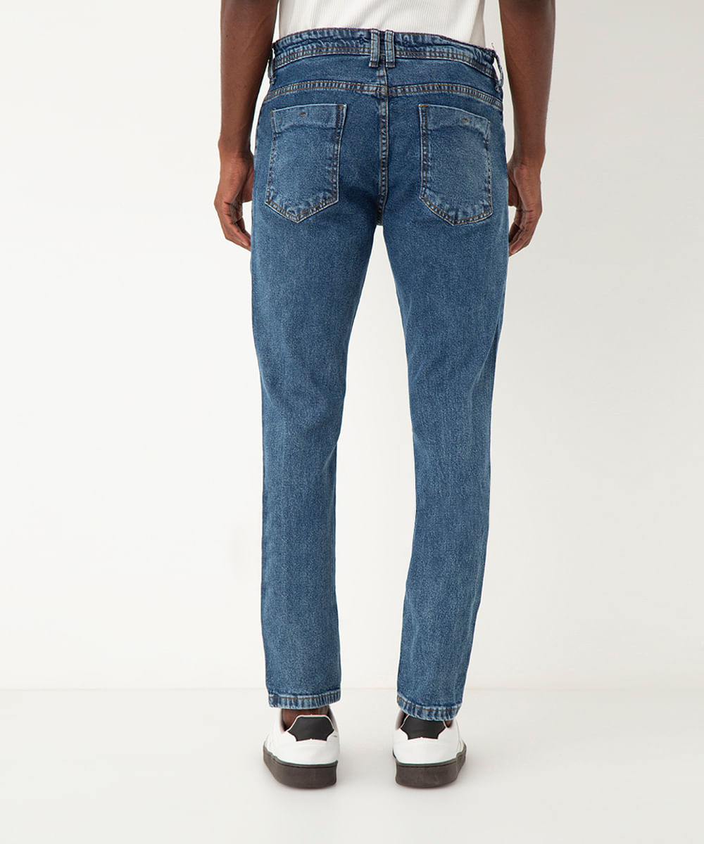 calça jeans slim azul escuro