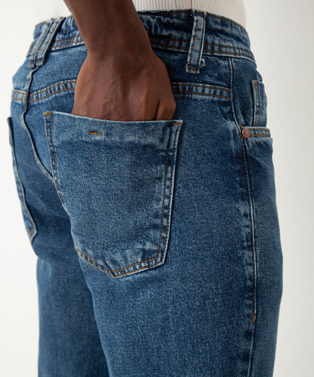 calça jeans slim azul escuro