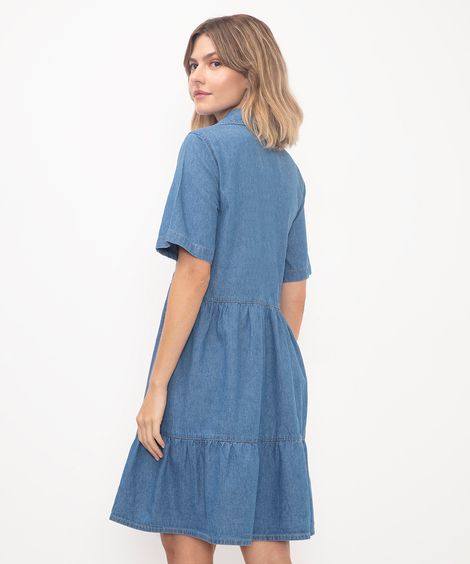 vestido jeans curto azul