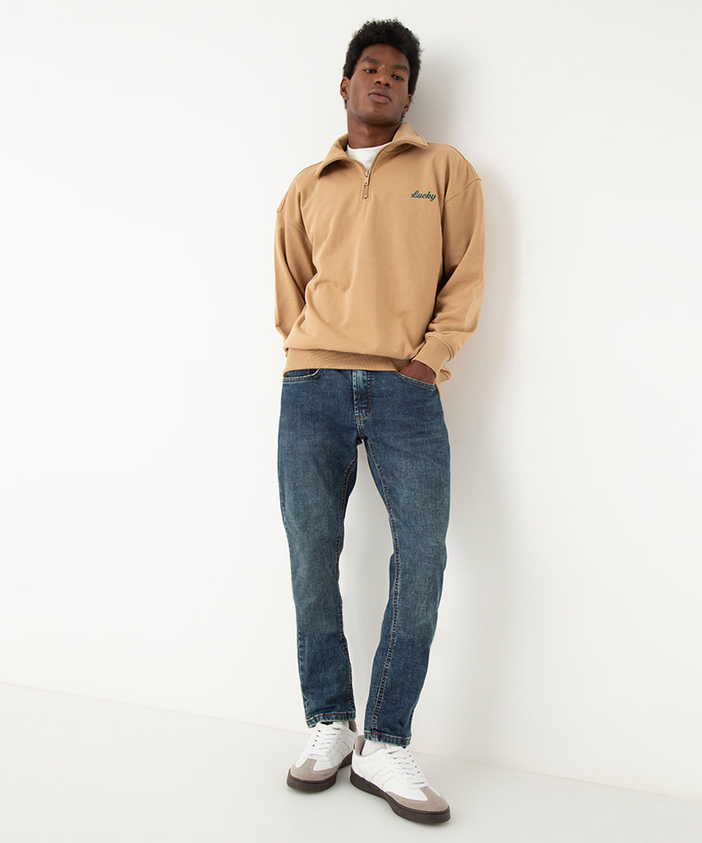 calça jeans slim azul escuro