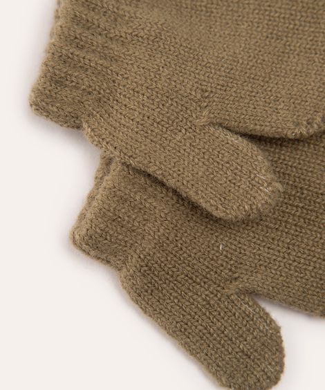 gorro de tricot infantil com luvas verde militar