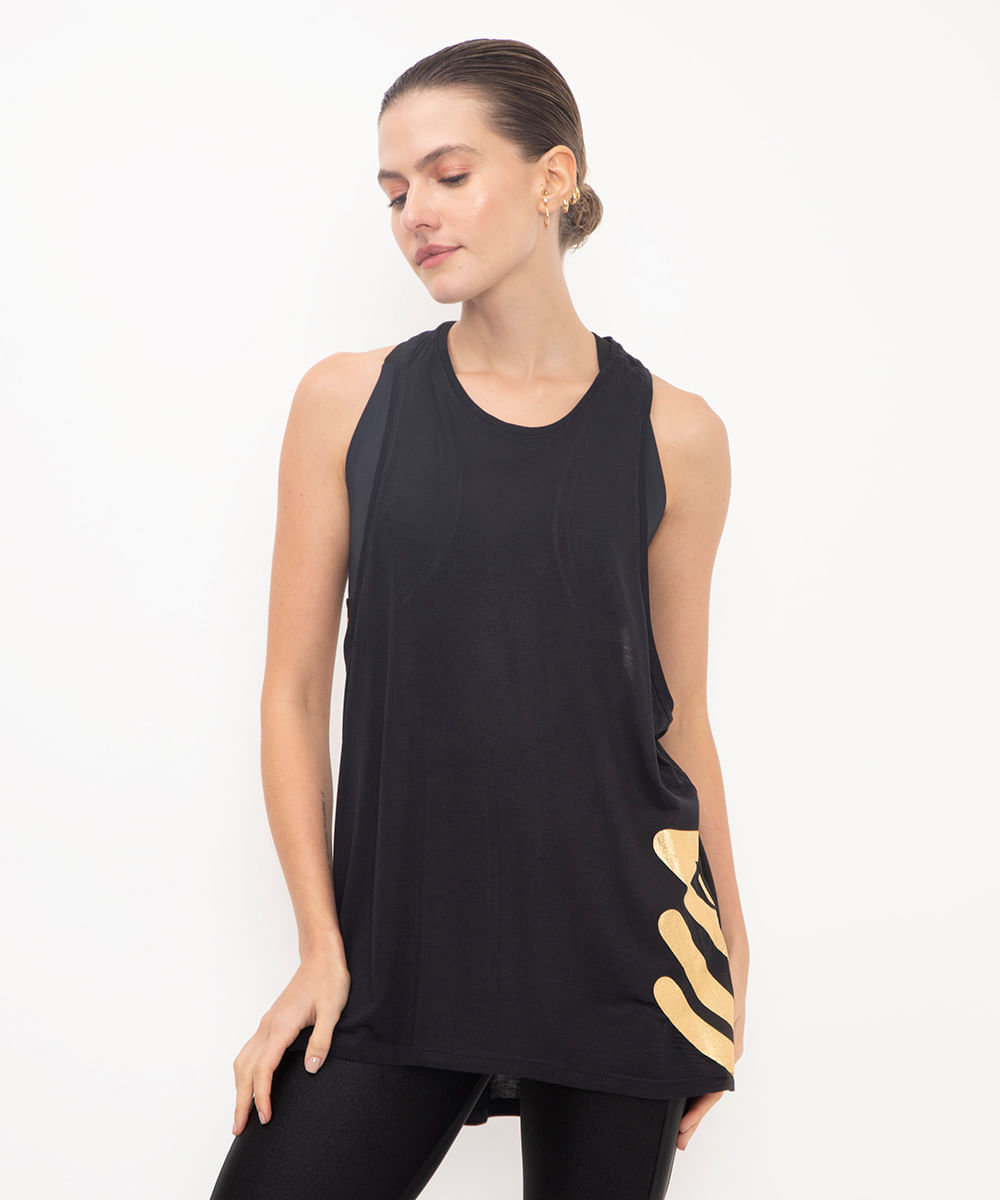 regata esportiva de viscose preto