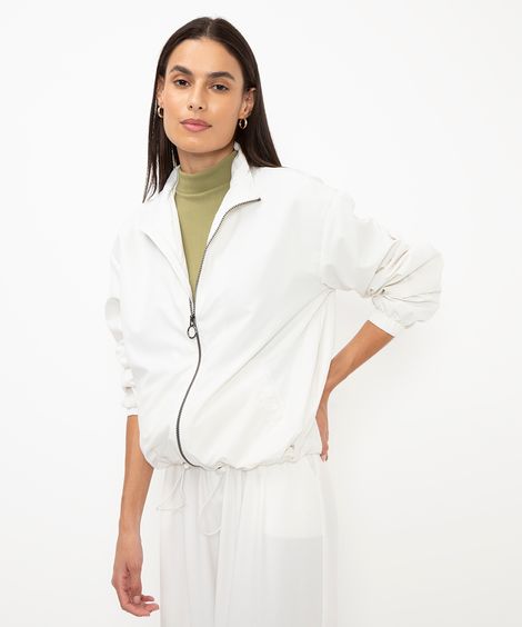 jaqueta corta vento básica - off white