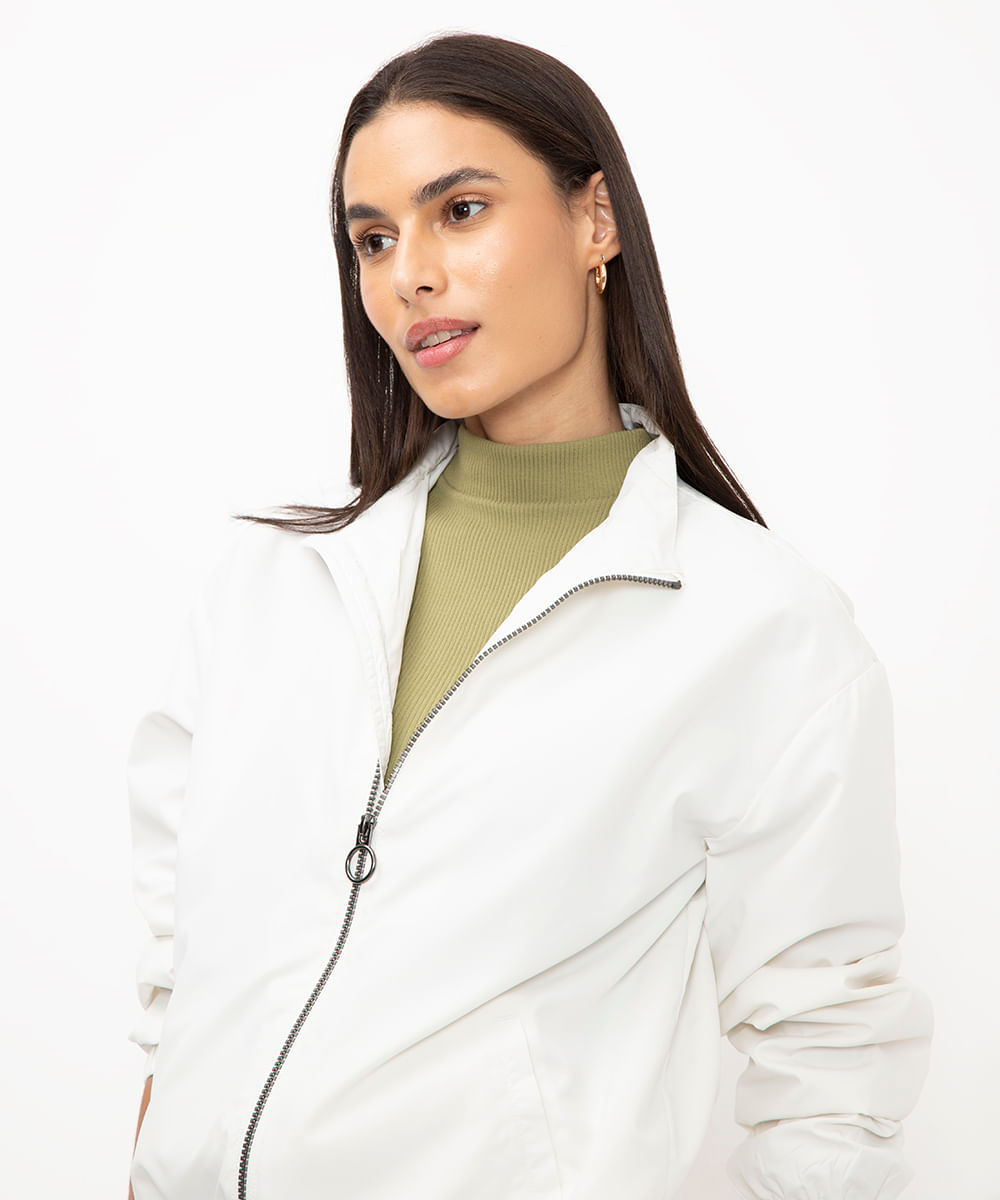 jaqueta corta vento básica - off white