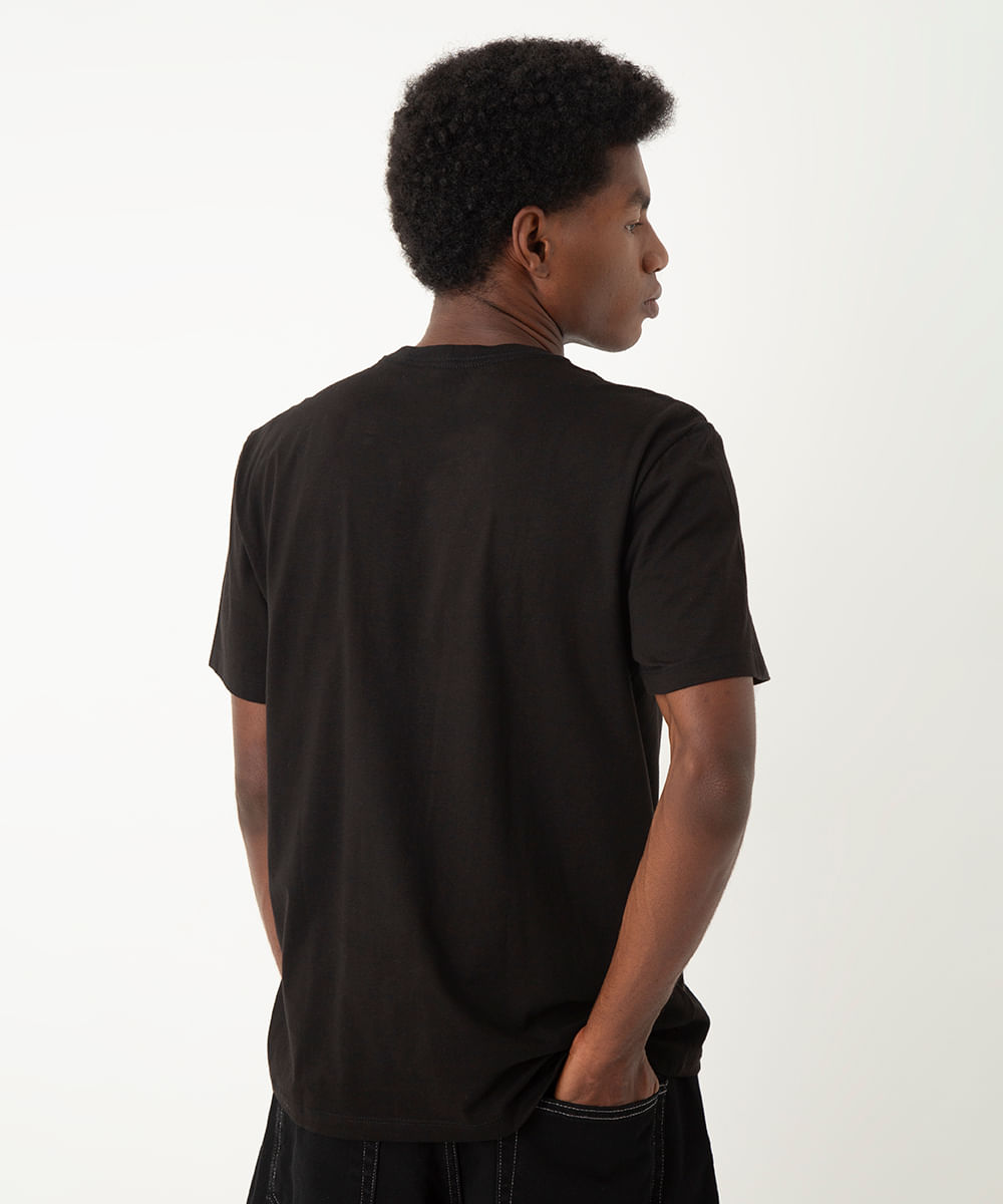 camiseta de algodão one piece preta