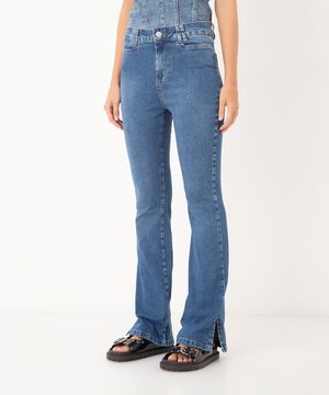 calça jeans flare cintura alta sawary azul
