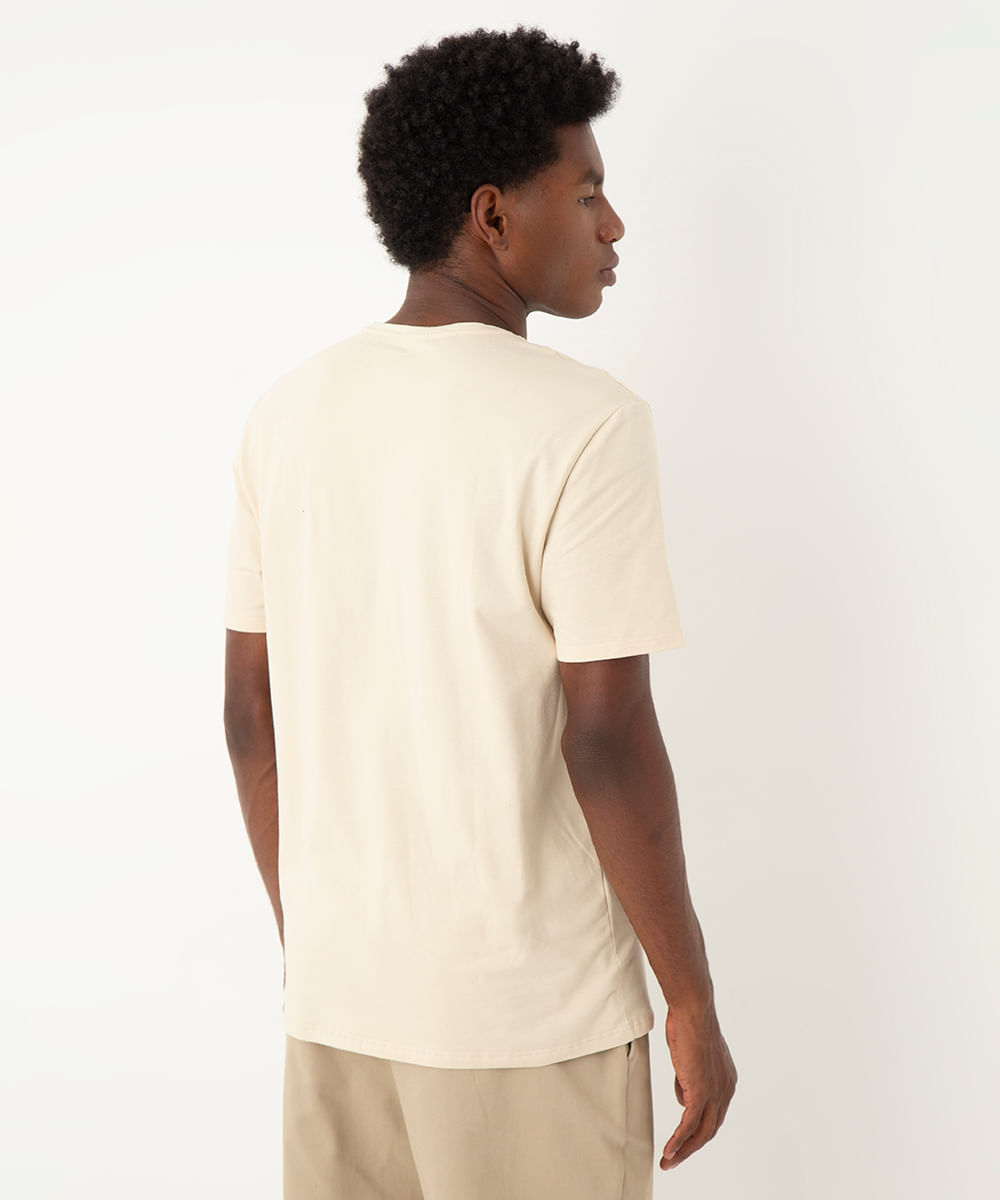 camiseta slim básica manga curta - areia