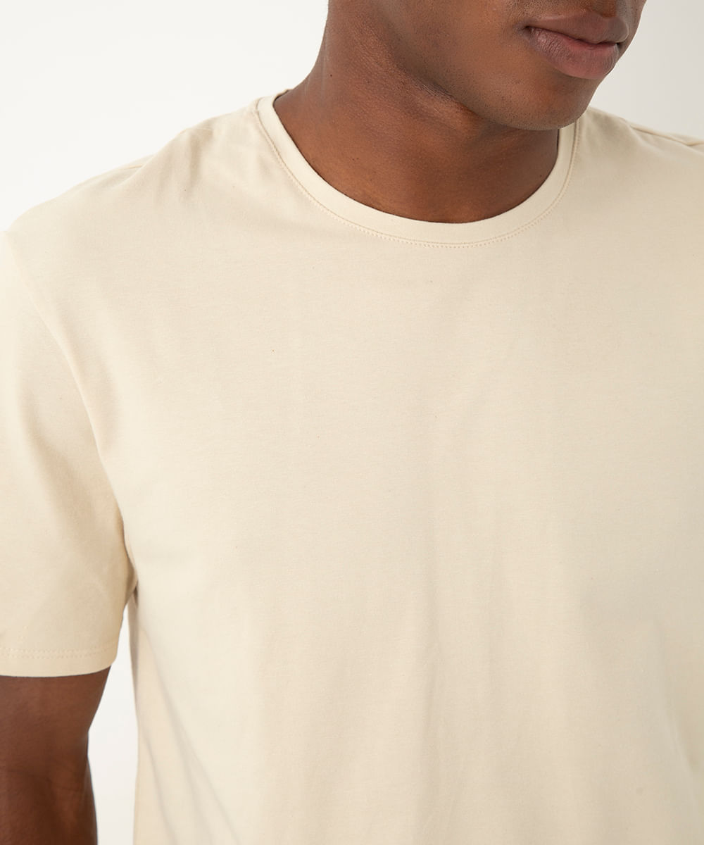 camiseta slim básica manga curta - areia