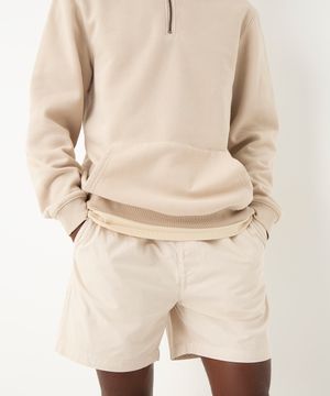 bermuda reta masculina de sarja com elástico bege