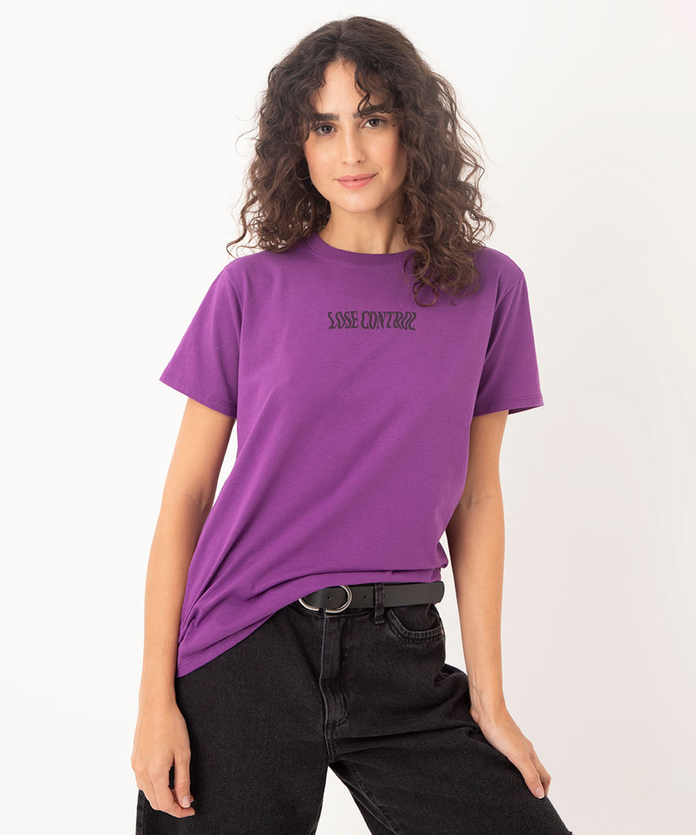 camiseta de algodão lose control - ROXO UVA