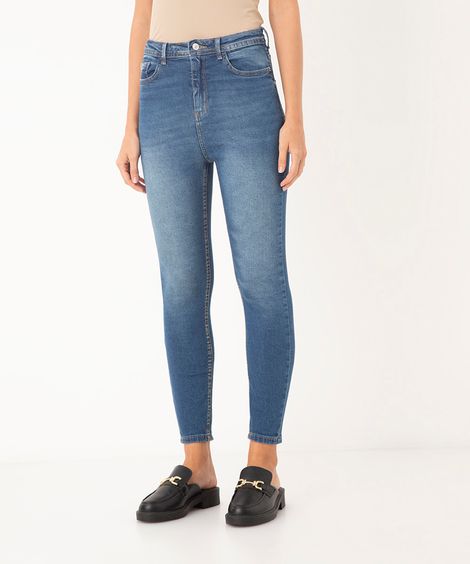 calça jeans skinny cintura alta azul