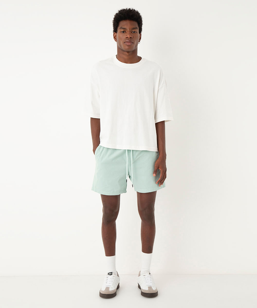 bermuda reta masculina de sarja com elástico verde