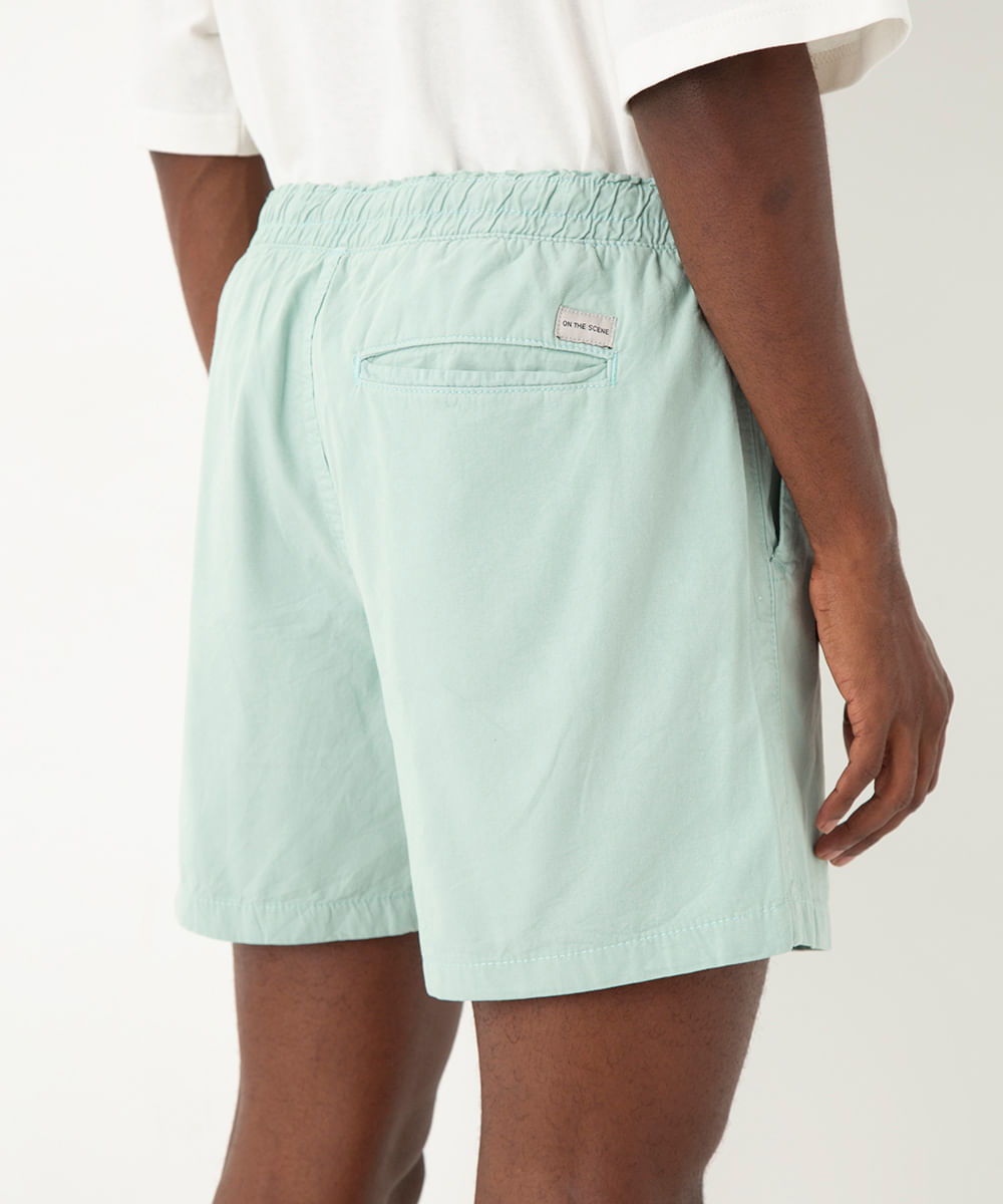 bermuda reta masculina de sarja com elástico verde
