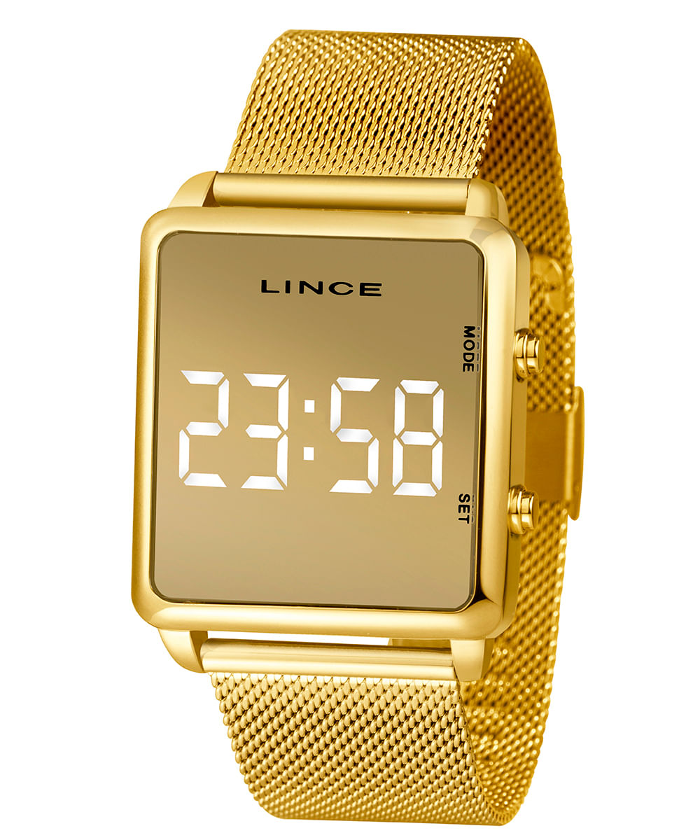 relógio feminino lince digital mdg4619l bxkx dourado