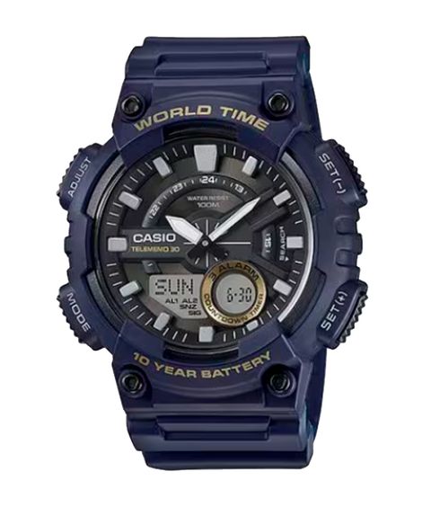 relógio casio analógico e digital aeq-110w-2avdf