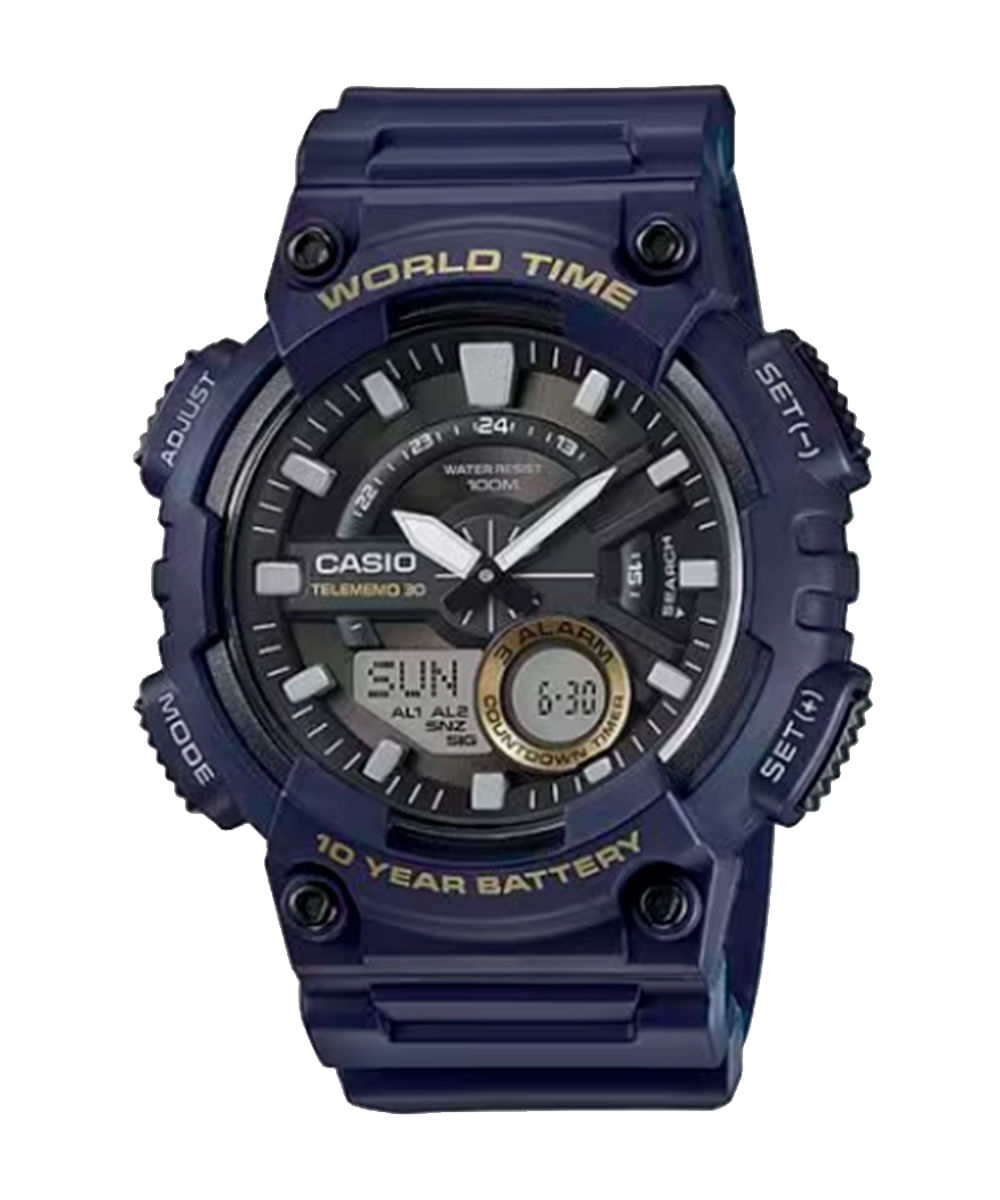 relógio casio analógico e digital aeq-110w-2avdf