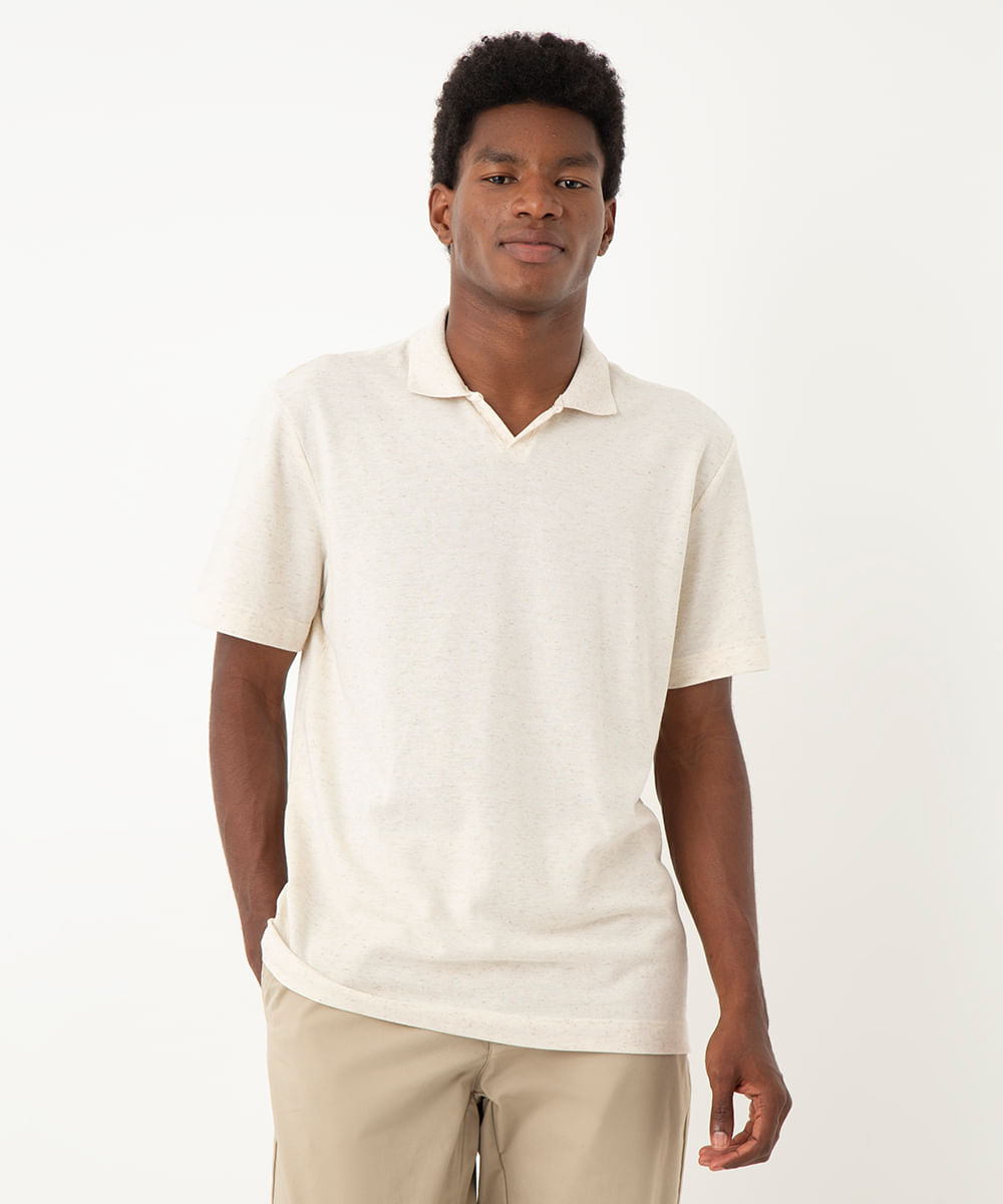 polo de algodão comfort bege