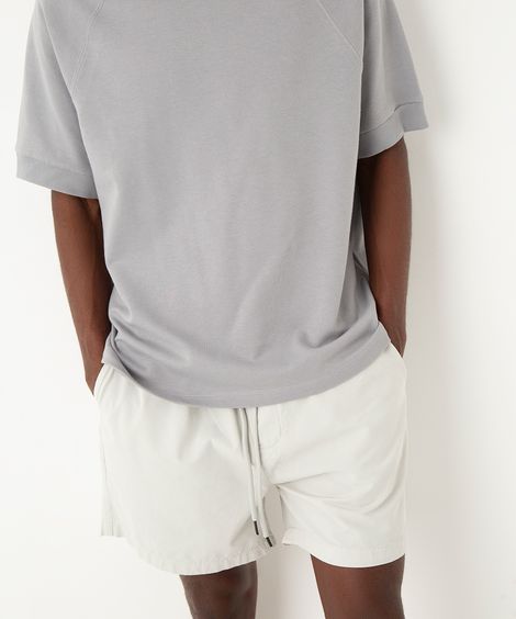 bermuda reta masculina de sarja com elástico cinza